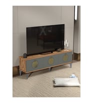 Tv Sehpası Tv Ünitesi Atlantik Çam Antrasit Gold 160 Cm Saraylı 5060