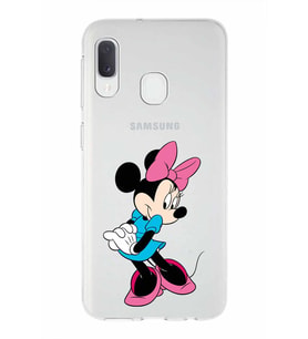 Samsung Galaxy A20e   Kapak Minnie Mouse Tasarımlı Şeffaf Silikon Kılıf
