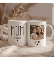 Kişiye Özel Anne Temalı Fotoğraflı Kupa Bardak MOM The Best - KENDİN TASARLA (Parlak Beyaz)