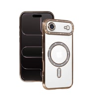 Apple İphone 17 Air Joke Simli Magneticsafe Kılıf - Gold