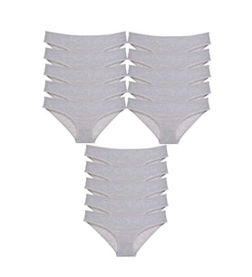 15 adet Süper Eko Set Likralı Kadın Slip Külot Gri