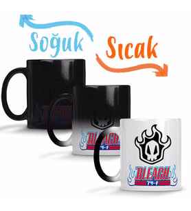 Bleach Logo Mavi Sihirli Kupa Bardak Porselen