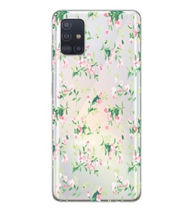 Samsung Galaxy A51 Uyumlu Çiçek Desenli Şeffaf Telefon Kılıfı