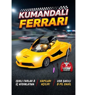 Uzaktan Kumandalı Şarjlı Araba 1:18 Full Fonksiyon Işıklı ve Otomatik Kapıları Açılan Yarış Arabası