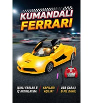 Uzaktan Kumandalı Şarjlı Araba 1:18 Full Fonksiyon Işıklı ve Otomatik Kapıları Açılan Yarış Arabası