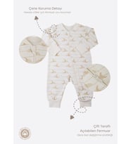 Organik Uni Moon Fermuarlı Tulum Ekru