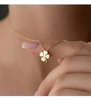 925 Ayar Gümüş Altın Kaplama Minimal Yonca Kolye (Gold)