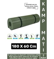 Dayanıklı Kamp Outdoor Yoga Pilates Su Geçirmez 12 Mm Kalın Köpük 180 X 60 Cm Askeri Haki Mat 2 Adet