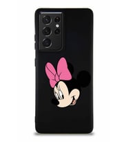 Samsung Galaxy S21 Ultra Soft Premier Kapak Minnie Mouse-B Tasarımlı Silikon Kılıf - Siyah (Şeffaf)