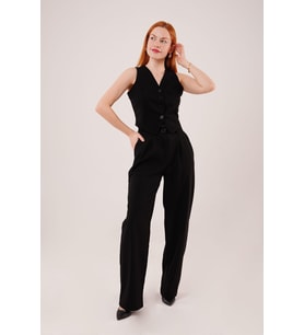 Premium Model Oturtmalı Siyah Pantolon
