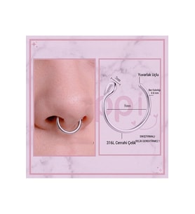 316 L Cerrahi Çelik Piercing Minimal Sıkıştırmalı Nostril Piercing Burun Helix Conch Delik Gerektirmez