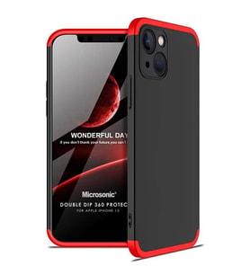 Microsonic Apple iPhone 13 Kılıf Double Dip 360 Protective Siyah Kırmızı