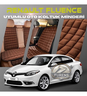 Renault Fluence Kahverengi Renk Tay Tüyü Cepli & Terletmez Sırtlı Oto Koltuk Minder Seti - Koltuk Koruma Kılıfı (ÖN & ARKA TAM SET)