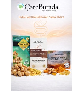 ÇareBurada Günlük Destek Seti & Zencefilli Çay, Havlıcanlı Polenli Karışım & Zerdeçal Kapsül