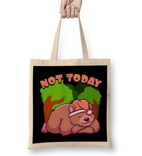 Nope Not Today Bear Cute Not Today Lazy Bear Sleepy Cub Napping Pun Bez Çanta Uzun Saplı