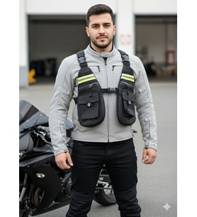 Motosiklet Ve Bisiklet Çok Cepli Yelekli Göğüs Çanta Lüx Motor Çantası Yeni
