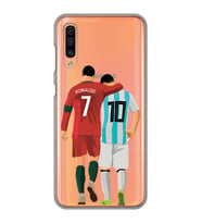 Samsung Galaxy A70 Uyumlu Lionel Messi ve Cristiano Ronaldo Desenli Şeffaf Telefon Kılıfı