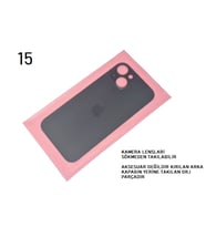 iPhone 15 Arka Pil Batarya Kapağı (CAM) SİYAH