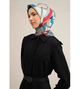 Armine Sura İpek Eşarp 9336-81 Pembe Karışık Desen