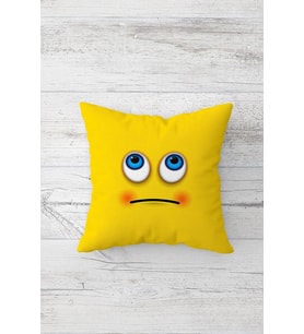 Sarı Düşünceli Emoji Çift Tarafı Baskılı Gizli Fermuarlı Yastık Kılıfı Kırlent Koltuk Yastık Kılıfı
