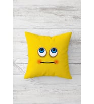 Sarı Düşünceli Emoji Çift Tarafı Baskılı Gizli Fermuarlı Yastık Kılıfı Kırlent Koltuk Yastık Kılıfı
