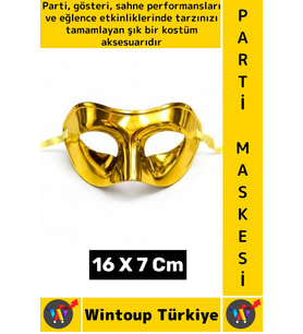 #PartiMaskesi Kadın Erkek Kostüm Davet Yılbaşı Cosplay Metalize Parlak Şık Parti Maskesi 16 X 7 Cm