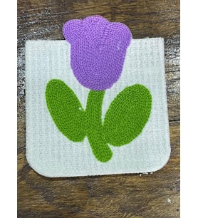 12X10 CM DOKUMA MOR LALE KARE DİKİŞ GİYİM AKSESUARI APLİKE YAMA ARMA
