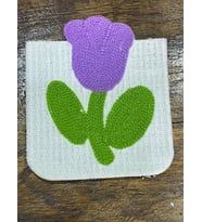 12X10 CM DOKUMA MOR LALE KARE DİKİŞ GİYİM AKSESUARI APLİKE YAMA ARMA