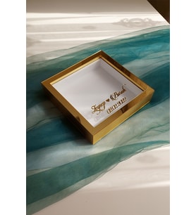 25x25 cm  Gold Pleksi Kaplı Gül Anı Çerçevesi! Gül Kutusu