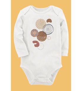 Organik Baskılı Pamuklu Unisex Bebek Body UZUNE247