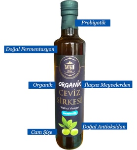 TARİHİ LEZZETLER Organik Ceviz Sirkesi Cam Şişe 500 ml