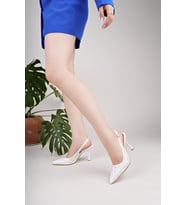 Nesil Shoes Uraz 760 Beyaz Taşlı Topuklu Kadın Sandalet
