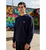 Erkek Bisiklet Yaka Standart Kol Oversize Waffle Dokuma Sweatshirt Fonksiyonel Dayanıklı Şık