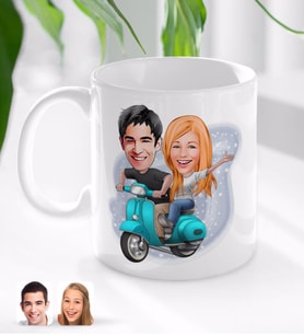BK Gift Kişiye Özel Sevgililer Karikatürlü Beyaz Kupa Bardak-99