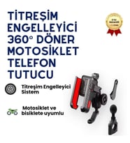 Titreşim Engelleyici 360° Döner Motosiklet Telefon Tutucu, Gidon Bağlantılı, 4”-6.9” Uyumlu Dayanıklı Tutacak