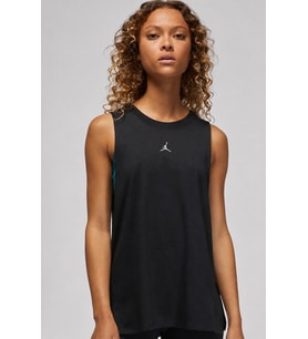 Nike Jordan Diamond Patterned Womens Loose Fit Tank Bol Kesim File Detaylı Kadın Atlet Siyah