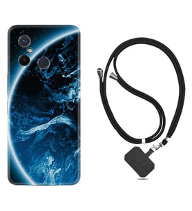 Xiaomi Redmi 12C Kılıf Silikon Boyun Askılı İpli Desenli Silikon Blue Planet 1610