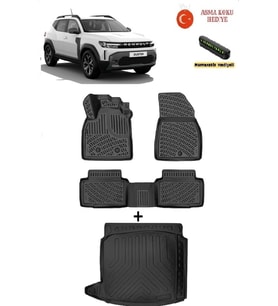 Renault Duster (Eco G / e-Tech / Tce 4X2) 2024 Sonrası Uyumlu 3D Havuzlu Paspas ve 3D Sabit Zemin Bagaj Havuzu Seti ASMA KOKU VE NUMARATÖR HEDİYELİ