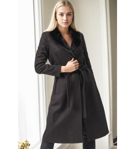 Z9671 DEWBERRY BAYAN PALTO-SİYAH