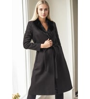 Z9671 DEWBERRY BAYAN PALTO-SİYAH