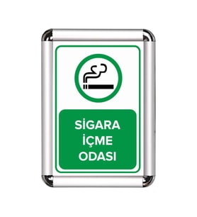 Sigara İçme Odası A3 Cerceveli Uyarı ve Yönlendirme Levhası