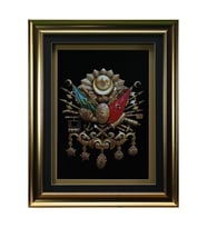 e38 EL İŞÇİLİĞİ OSMANLI TUĞRASI KAĞIT ROLYEF TABLO 64 x 50 cm - 6065