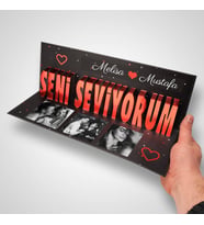 Sevgililer Günü Hediyesi Kişiye Özel Fotoğraflı 3D Seni Seviyorum Kartı