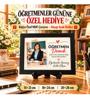 Öğretmenler Günü Hediyesi Fotoğraflı Kişiye Özel MDF Çerçeve – Öğretmen Demek Tasarımı, Ahşap Ayak Hediyeli