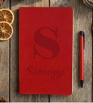 Kişiye Özel Baş Harf ve İsim Yazılı Defter Doğum Günü Hediyesi (Kırmızı)
