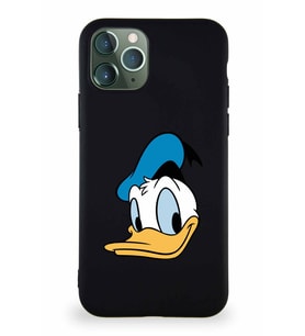 Apple iPhone 11 Pro Soft Premier Kapak Donald Duck-B Tasarımlı Silikon Kılıf - Siyah (Şeffaf)