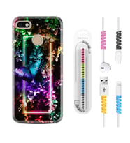 General Mobile GM8 Go GM9 GM20 Pro Plus Kılıf Kablo Koruma Spiral Silikon Butterfly Neon 1684