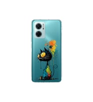 Redmi Note 11E ile Uyumlu Splash Kedi Tasarımlı Şeffaf Silikon Kılıf
