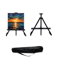Temel Katlanabilir Metal Tripod Şövale - Ayarlanabilir, Taşıma Çantalı, Siyah