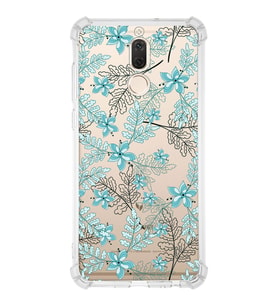 PrintiFy Huawei Mate 10 Lilte Uyumlu Köşe Korumalı Floral Su Yeşili Tasarımlı Şeffaf Silikon Kılıf